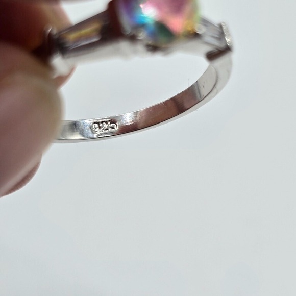 AB Rhinestone Ring 925 Silver Plated Size 8 Womens‎ Fashion Jewelry - Picture 4 of 7